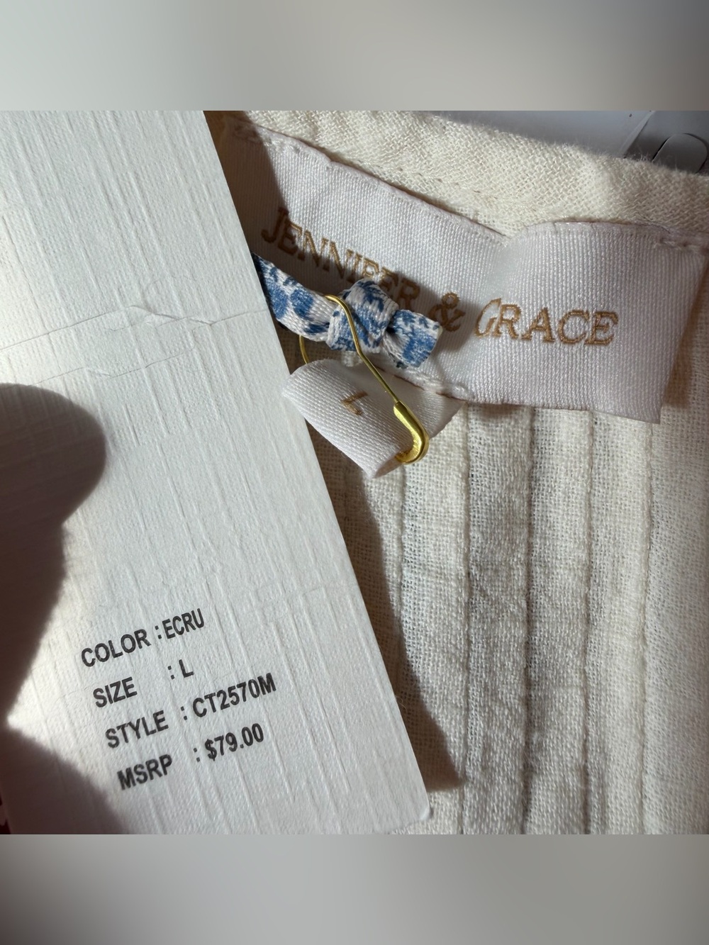 Anthropologie-Inspired Cream Eyelet Lace Pintuck Blouse NWT 🌷Jennifer & Grace - Picture 9 of 9